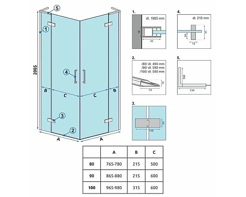 Купить Душевой уголок 78х78 см Rea Hugo REA-K6600 прозрачное в магазине сантехники Santeh-Crystal.ru