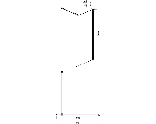 Приобрести Неподвижная перегородка 100х200 см Ambassador Elysium 100CX прозрачное в магазине сантехники Santeh-Crystal.ru