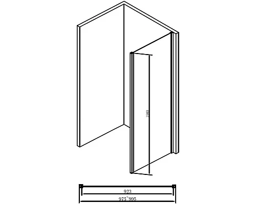 Купить Неподвижная перегородка 99,5 см Abber Schwarzer Diamant AG100BS прозрачное в магазине сантехники Santeh-Crystal.ru