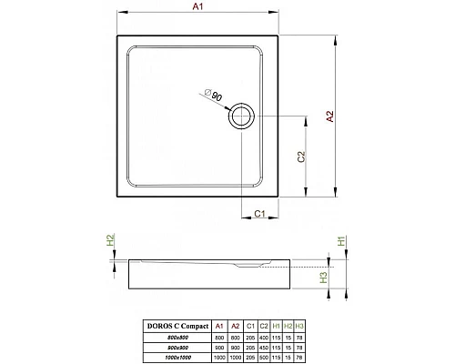 Приобрести Акриловый поддон 100x100 см Radaway Doros C Compact Stone Anthracite SDRC1010-05-64S в магазине сантехники Santeh-Crystal.ru