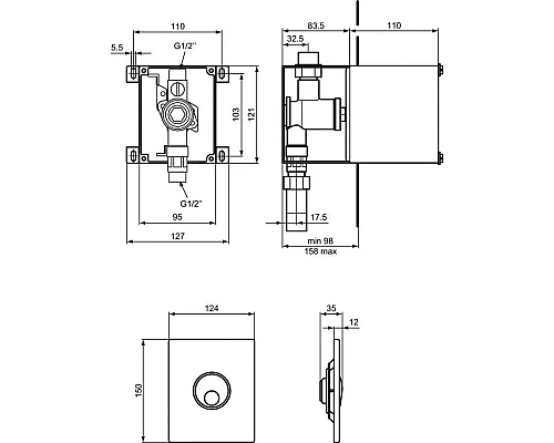 Приобрести Смывное устройство для писсуара Ideal Standard Septa Pro U3 матовый хром R0139JG в магазине сантехники Santeh-Crystal.ru