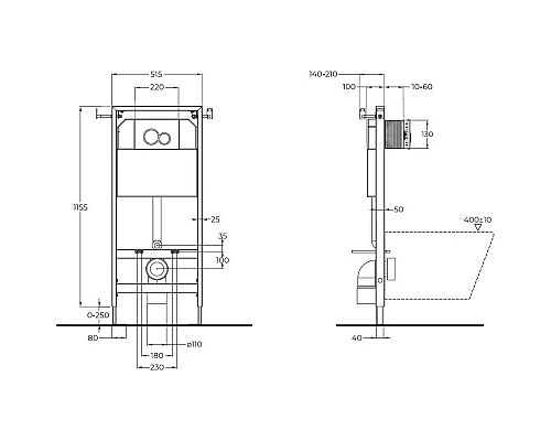 Купить Монтажный элемент для подвесного унитаза BelBagno BB097SET.R.CR в магазине сантехники Santeh-Crystal.ru
