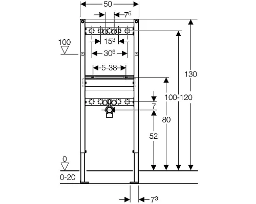 Купить Монтажный элемент для умывальника, H130, настенный смеситель наружного монтажа Geberit Duofix 111.452.00.1 в магазине сантехники Santeh-Crystal.ru