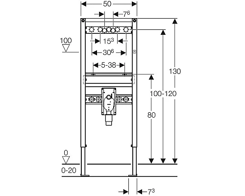 Приобрести Монтажный элемент для умывальника, H130, настенный смеситель наружного монтажа Geberit Duofix 111.477.00.1 в магазине сантехники Santeh-Crystal.ru