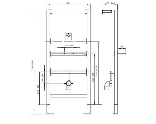 Заказать Монтажный элемент для раковины 1110 мм Winkiel WIW400.0.0.0.0.0 в магазине сантехники Santeh-Crystal.ru
