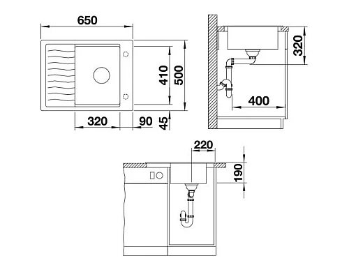 Заказать Кухонная мойка Blanco Elon 45S Алюметаллик 520991 в магазине сантехники Santeh-Crystal.ru