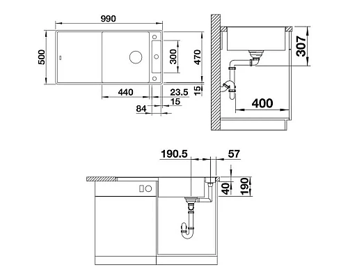 Купить Кухонная мойка Blanco Axia III XL 6 S-F InFino антрацит 523520 в магазине сантехники Santeh-Crystal.ru