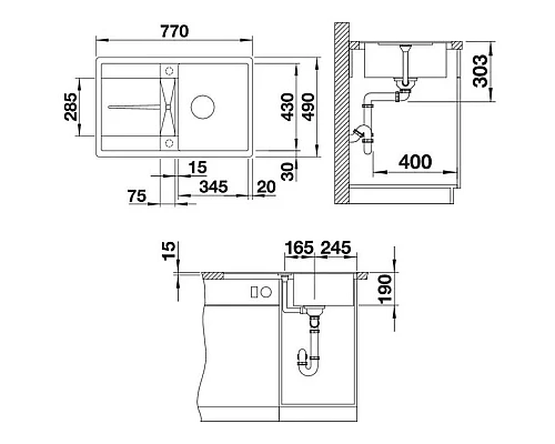 Приобрести Кухонная мойка Blanco Metra 45 S-F темная скала 519086 в магазине сантехники Santeh-Crystal.ru