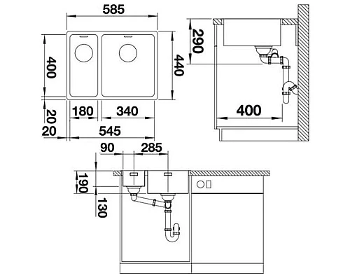 Купить Кухонная мойка Blanco Adano 340/180-IF InFino зеркальная полированная сталь 522973 в магазине сантехники Santeh-Crystal.ru