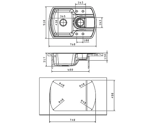 Купить Кухонная мойка Florentina Nire жасмин 20.200.D0760.201 в магазине сантехники Santeh-Crystal.ru