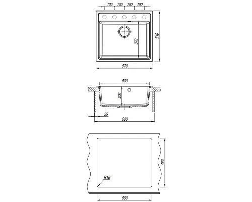 Купить Кухонная мойка Dr.Gans Ника черный 25.070.D0570.407 в магазине сантехники Santeh-Crystal.ru