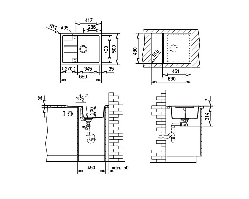 Приобрести Кухонная мойка Teka Astral 45-B-TG карбон 40143508 в магазине сантехники Santeh-Crystal.ru