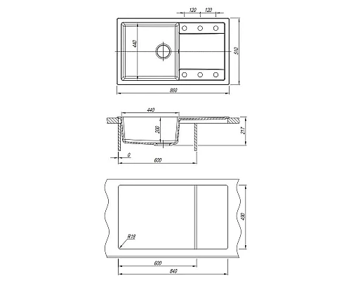 Заказать Кухонная мойка Dr.Gans Техно черный 25.030.D0860.407 в магазине сантехники Santeh-Crystal.ru