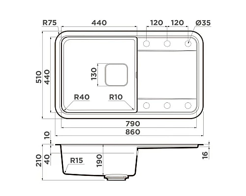 Приобрести Кухонная мойка Artgranit Omoikiri Tasogare 86-BL черный 4993469 в магазине сантехники Santeh-Crystal.ru
