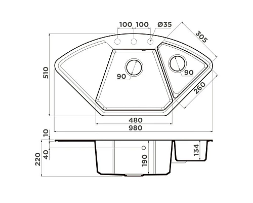 Заказать Кухонная мойка Artgranit Omoikiri Yonaka 98-C-GR ленинградский серый 4993714 в магазине сантехники Santeh-Crystal.ru