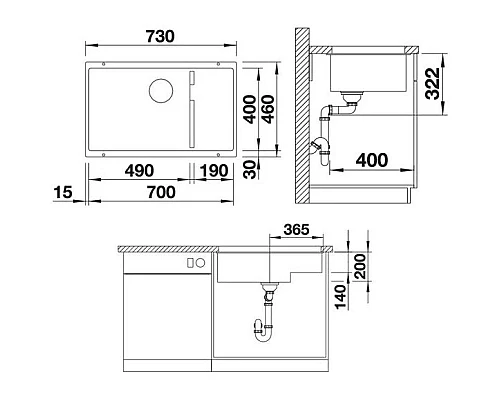 Приобрести Кухонная мойка Blanco Subline 700-U Level InFino черный 526004 в магазине сантехники Santeh-Crystal.ru