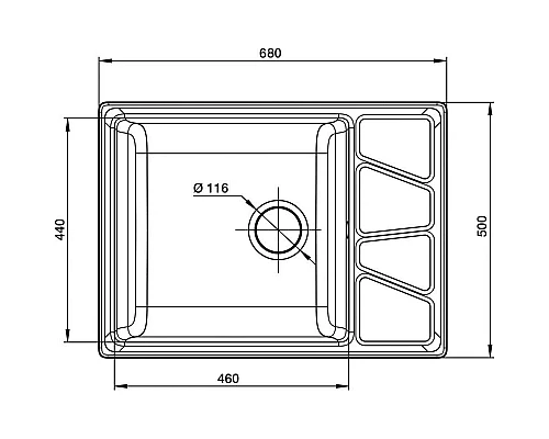 Купить Кухонная мойка GranFest бежевый Vertex GF-V-680L в магазине сантехники Santeh-Crystal.ru