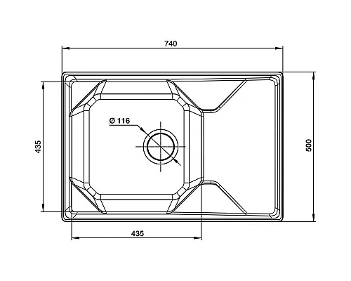Приобрести Кухонная мойка GranFest бежевый Unique GF-U-740L в магазине сантехники Santeh-Crystal.ru