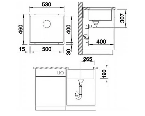 Купить Кухонная мойка Blanco Rotan 500-U алюметаллик 524248 в магазине сантехники Santeh-Crystal.ru