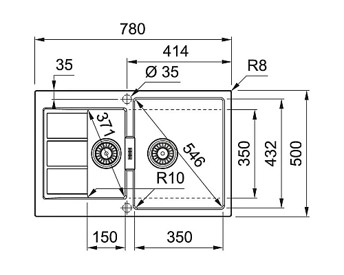Заказать Кухонная мойка Tectonite Franke Sirius S2D 651-78 оникс 143.0628.381 в магазине сантехники Santeh-Crystal.ru