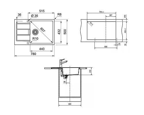 Приобрести Кухонная мойка Tectonite Franke Sirius S2D 611-78 XL/500 серый 143.0618.385 в магазине сантехники Santeh-Crystal.ru