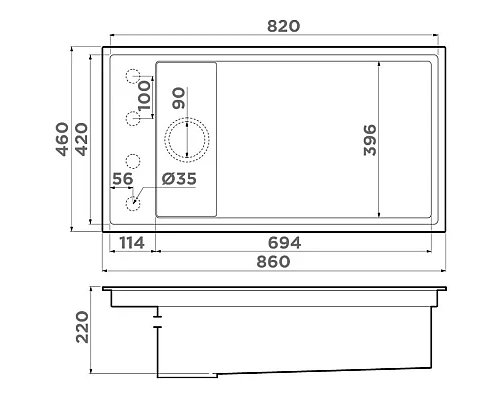 Приобрести Кухонная мойка Artceramic Omoikiri Kinaru 86-U/I CN canyon 4997025 в магазине сантехники Santeh-Crystal.ru