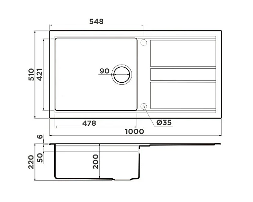 Приобрести Кухонная мойка Artceramic Omoikiri Kitagawa 100-WH белый 4993787 в магазине сантехники Santeh-Crystal.ru