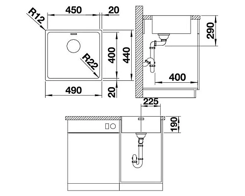 Купить Кухонная мойка Blanco Adano 450-IF InFino зеркальная полированная сталь 522961 в магазине сантехники Santeh-Crystal.ru