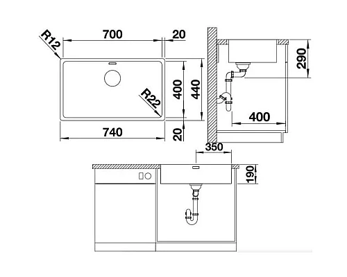 Заказать Кухонная мойка Blanco Adano 700-IF InFino зеркальная полированная сталь 522969 в магазине сантехники Santeh-Crystal.ru