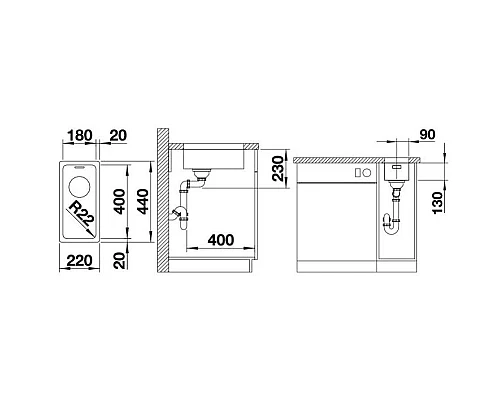 Купить Кухонная мойка Blanco Andano 180-U InFino зеркальная полированная сталь 522952 в магазине сантехники Santeh-Crystal.ru
