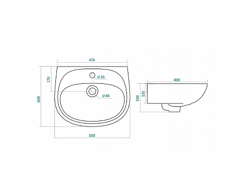Купить Раковина 50 см Santek Анимо  1.WH11.0.496 в магазине сантехники Santeh-Crystal.ru
