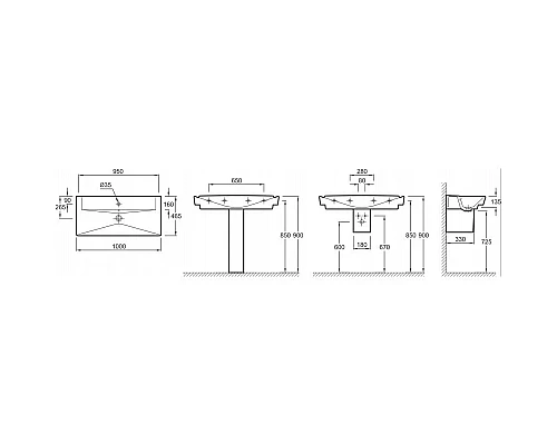 Заказать Раковина 100 см Jacob Delafon Reve E4801-00 в магазине сантехники Santeh-Crystal.ru