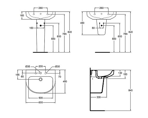 Приобрести Раковина 60 см Ideal Standard Playa J491401 в магазине сантехники Santeh-Crystal.ru