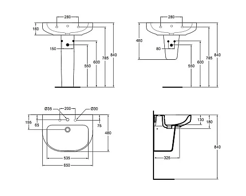 Заказать Раковина 65 см Ideal Standard Playa J491501 в магазине сантехники Santeh-Crystal.ru