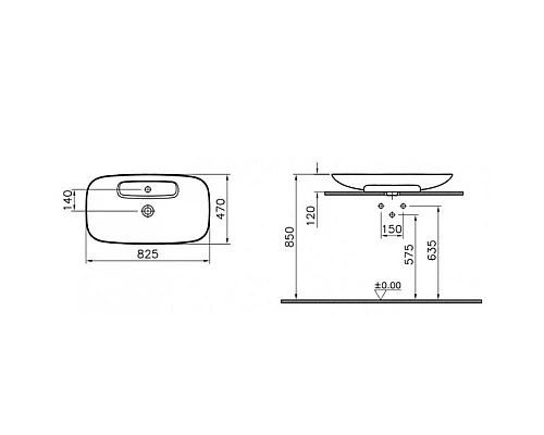 Купить Раковина-чаша 82,5 см белый Vitra Memoria 5882B403-00041 в магазине сантехники Santeh-Crystal.ru