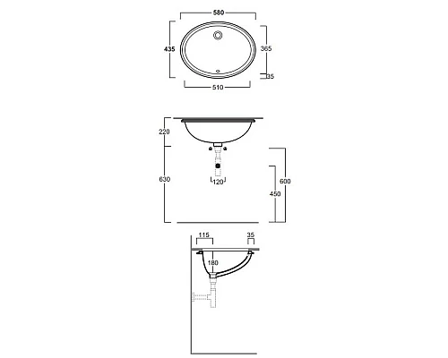 Купить Раковина 58х43,5 см Simas Lavabi darredo Nevada S53 bi в магазине сантехники Santeh-Crystal.ru