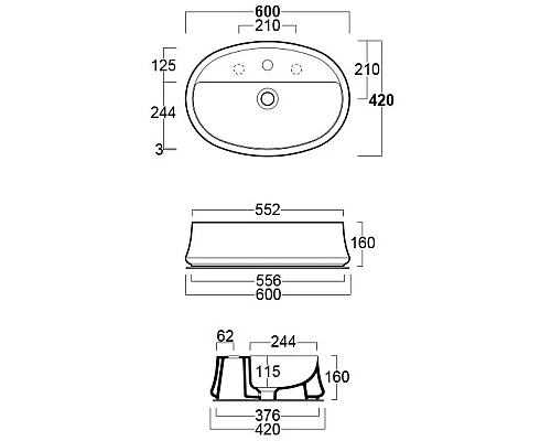 Купить Раковина чаша 60х42 см Simas Sharp SH05bix1 в магазине сантехники Santeh-Crystal.ru