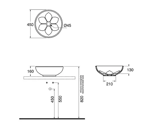 Приобрести Раковина чаша 45х45 см Azzurra Fleur FLE200 в магазине сантехники Santeh-Crystal.ru