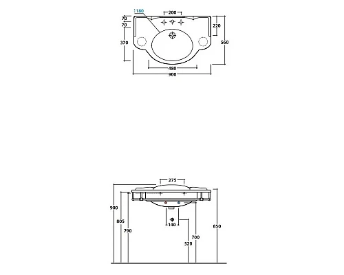 Купить Раковина 90х56 см Globo Paestum PA056.bix1 в магазине сантехники Santeh-Crystal.ru
