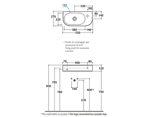 Купить Раковина 55х27 см Globo Forty3 SCT55.bix1dx в магазине сантехники Santeh-Crystal.ru