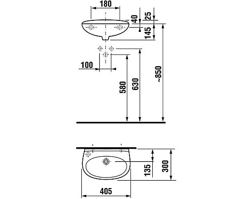Купить Раковина 40,5x30 см Jika Lyra 8152710001059 в магазине сантехники Santeh-Crystal.ru