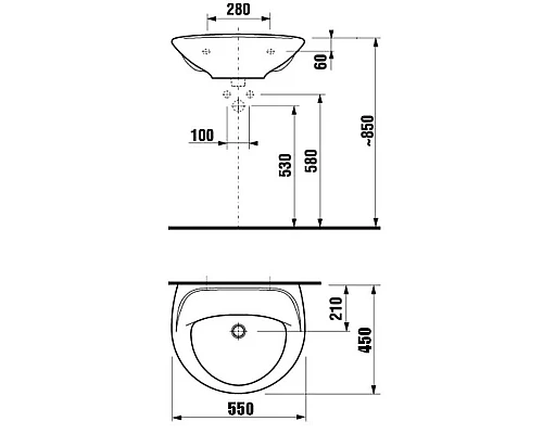 Заказать Раковина 55x45 Jika Lyra 8142710001099 в магазине сантехники Santeh-Crystal.ru