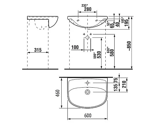 Заказать Раковина 60x46 см Jika Lyra Plus 8133830001041 в магазине сантехники Santeh-Crystal.ru