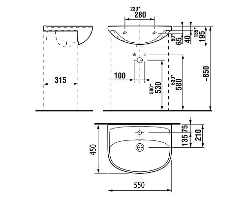 Приобрести Раковина 55x45 см Jika Lyra Plus 8133820001041 в магазине сантехники Santeh-Crystal.ru