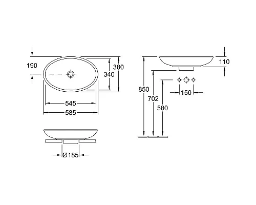 Приобрести Раковина-чаша 58,5x38 см Villeroy & Boch Loop & Friends 51510001 в магазине сантехники Santeh-Crystal.ru