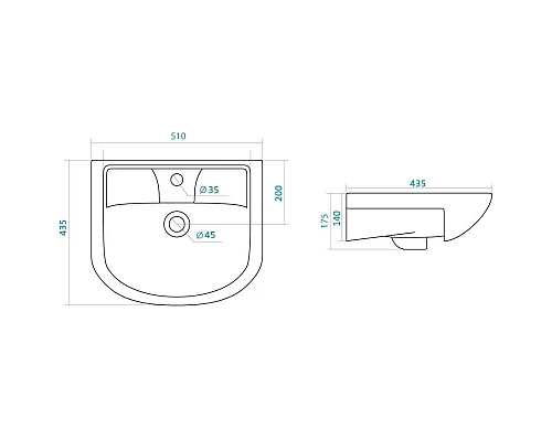 Заказать Раковина 51х43,5 см Santek Ладога 1.WH11.0.256 в магазине сантехники Santeh-Crystal.ru