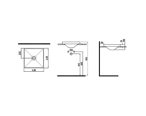 Купить Раковина 43х43 см Bien Infinitum INLU04301FD0W3000 в магазине сантехники Santeh-Crystal.ru
