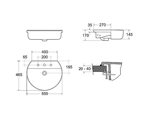 Купить Раковина 55х46,5 см Ideal Standard Connect Sphere E792301 в магазине сантехники Santeh-Crystal.ru