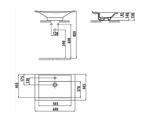 Заказать Раковина 69х44,5 см Creavit Minimal MN070-00CB00E-0000 в магазине сантехники Santeh-Crystal.ru