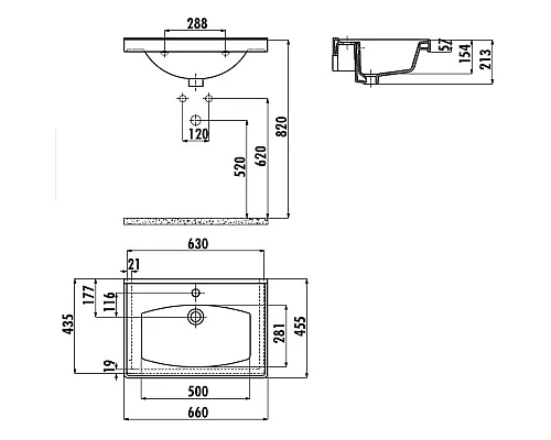 Купить Раковина 66х45,5 см Creavit Sera TF165-00CB00E-0000 в магазине сантехники Santeh-Crystal.ru